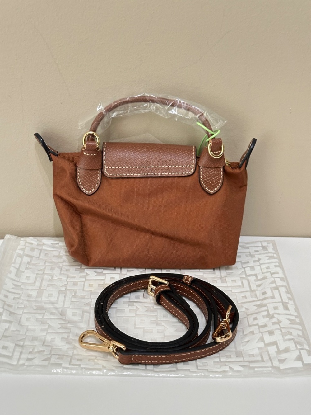 NWT Longchamp le pliage Brown Mini Micro Crossbody Hand Bag - Picture 5 of 7